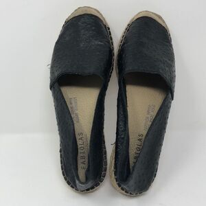 Fabiolas black, pebble-leather espadrilles